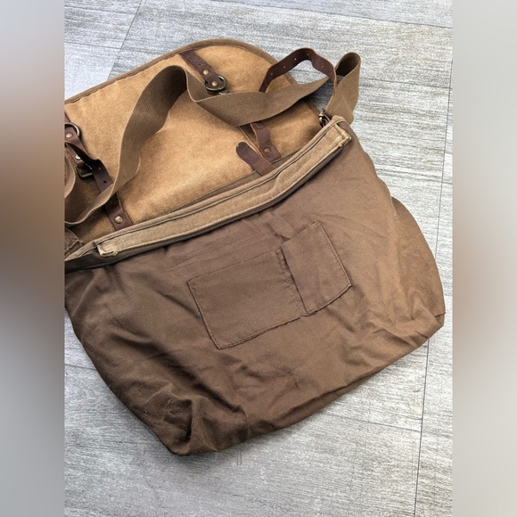 Rothco Canvas Leather Distressed Messenger Crossbody Bag 15” Computer Military - Picture 9 of 16